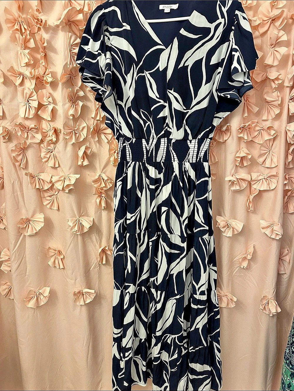 Chico's Women's Abstract Print Maxi Dress Black & White 0 size 4